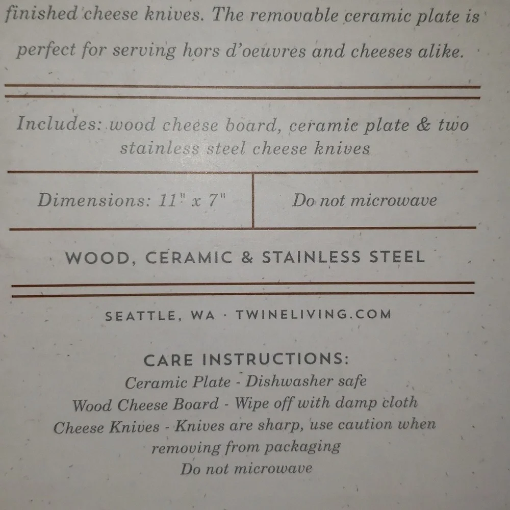 GOURMET WOOD & CERAMIC CHEESE BOARD GIFT SET